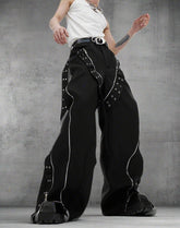 HEYFANCYSTYLE Men's Avant-Garde Zippered Wide-Leg Trousers - Japanese Streetwear